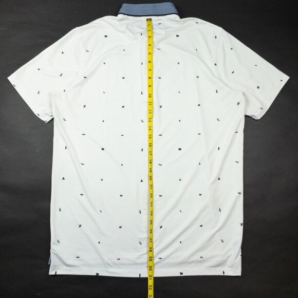 Greyson Spirit of Michigan Golf Polo Men's Large Wolf Print White Button-Down - Picture 8 of 14